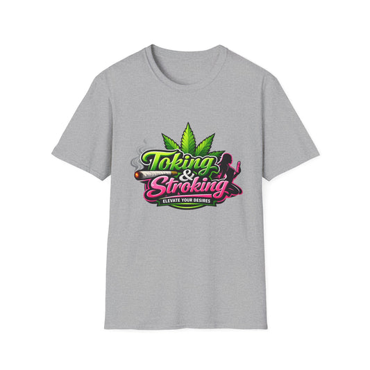 Toking & Stroking Graphic T-Shirt — Cannabis Leaf Smoke Design