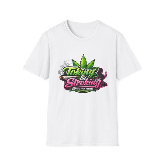 Toking & Stroking Graphic T-Shirt — Cannabis Leaf Smoke Design