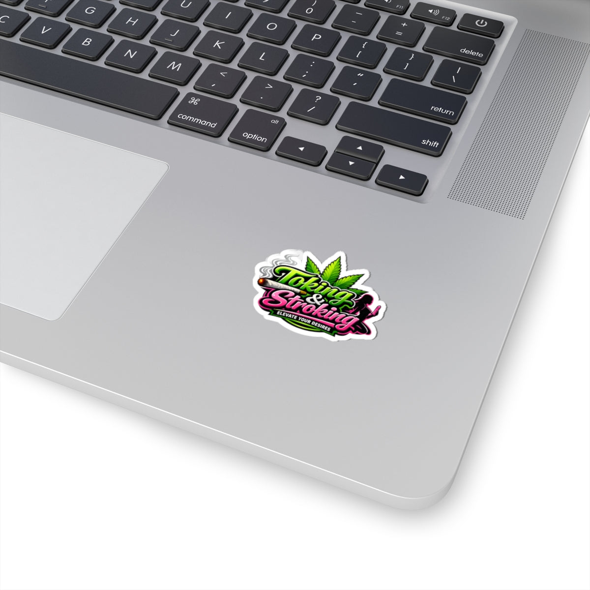 Tokin g & Stroking Kiss-Cut Sticker — Cannabis Leaf, Smoking Lifestyle Decal